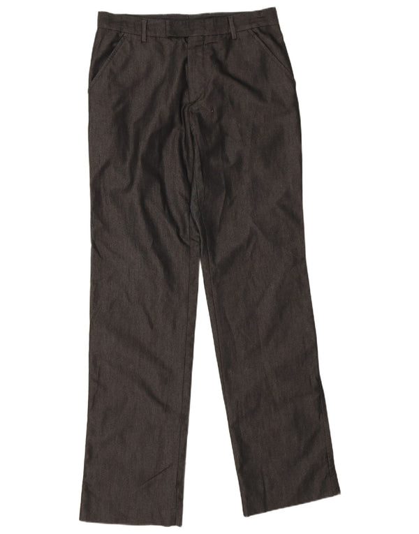 Zara Mens Straight Suit Trousers EU 42 Large W32 L34 Black Cotton