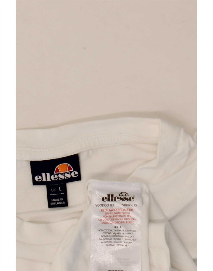 Ellesse Mens T-Shirt Top Large White Cotton
