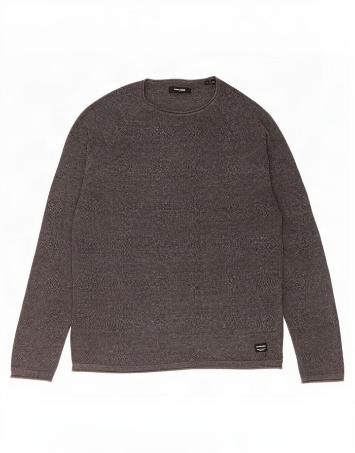 Jack & Jones Mens Top Long Sleeve Large Grey Cotton