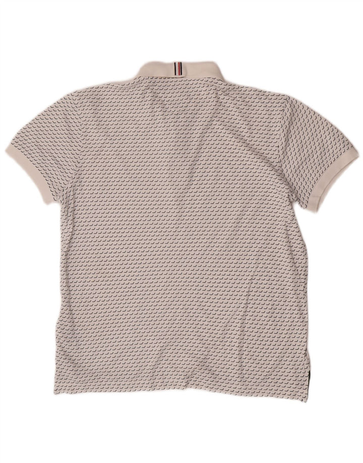 Tommy Hilfiger Mens Regular Fit Polo Shirt Medium White Geometric Cotton