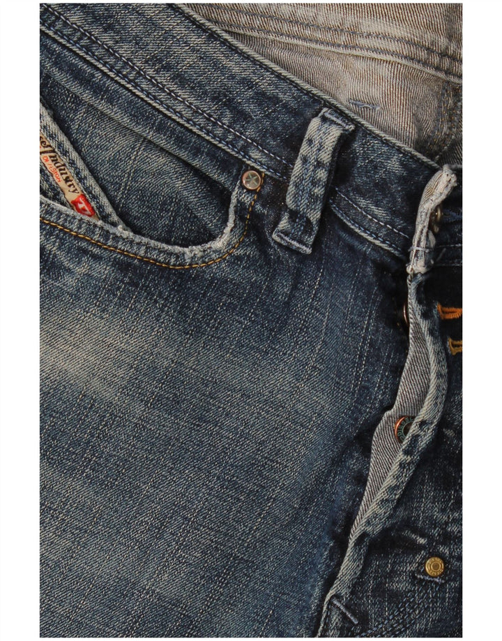 Diesel Mens Distressed Straight Jeans W30 L28 Blue Cotton