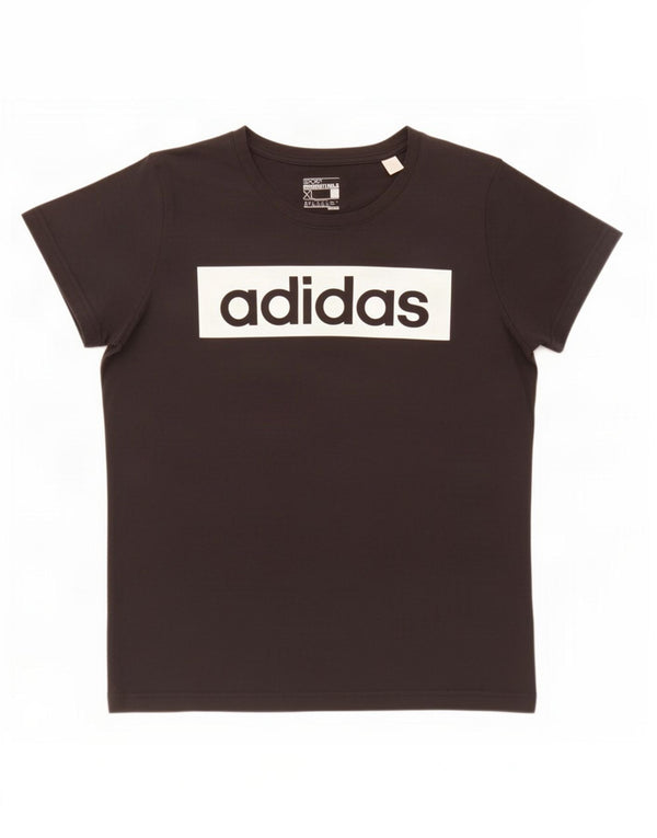 Adidas Womens Climalite Graphic T-Shirt Top UK 20/22 XL Black Cotton