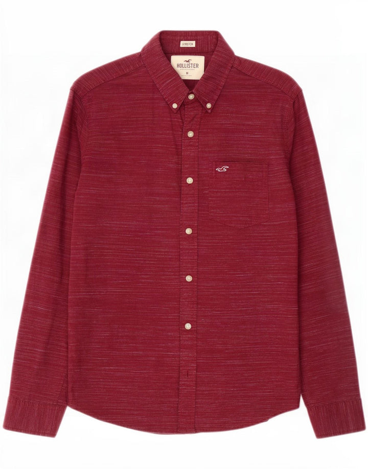 Hollister Mens Stretch Shirt Medium Burgundy Flecked Cotton