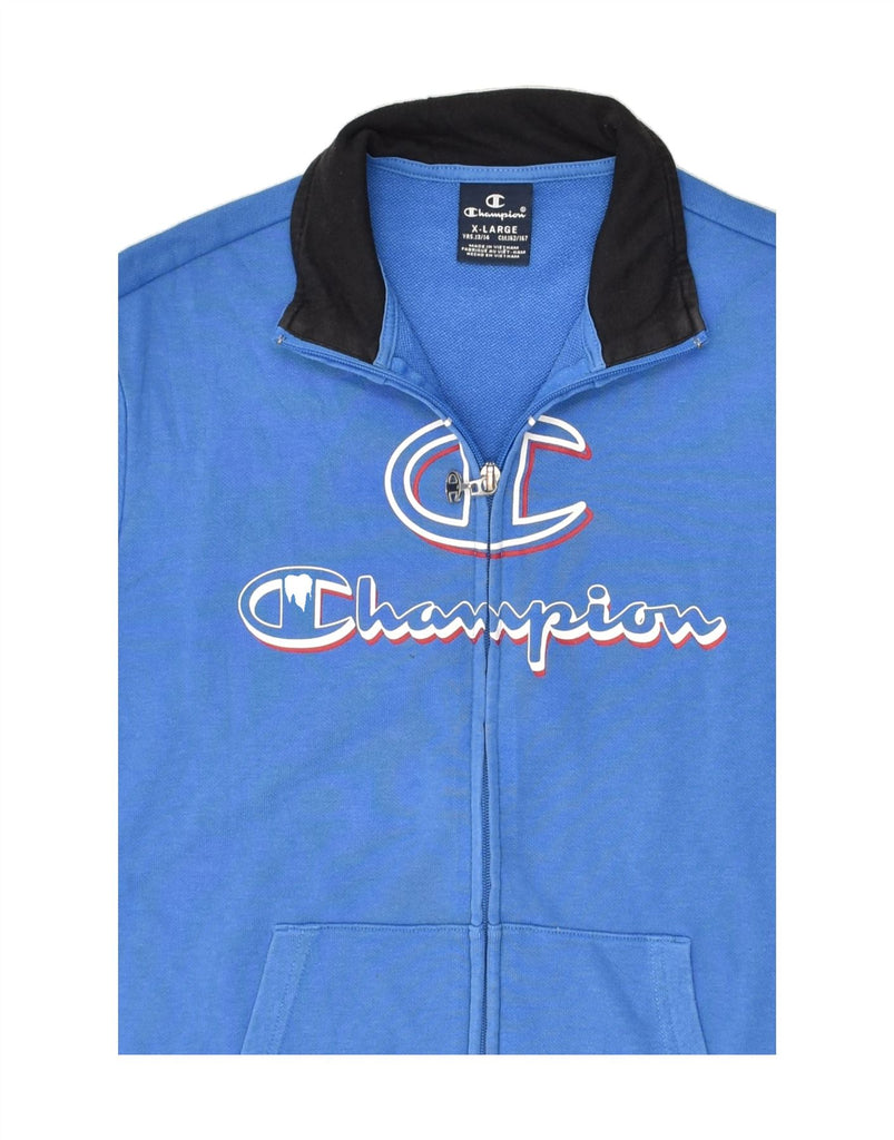 CHAMPION Boys Graphic Tracksuit Top Jacket 13-14 Years XL Blue Cotton | Vintage Champion | Thrift | Second-Hand Champion | Used Clothing | Messina Hembry 