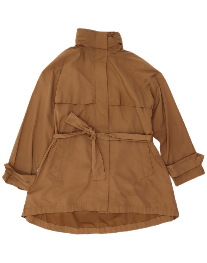 Zara Womens Hooded Oversized Trench Coat UK 10 Small Brown Polyester
