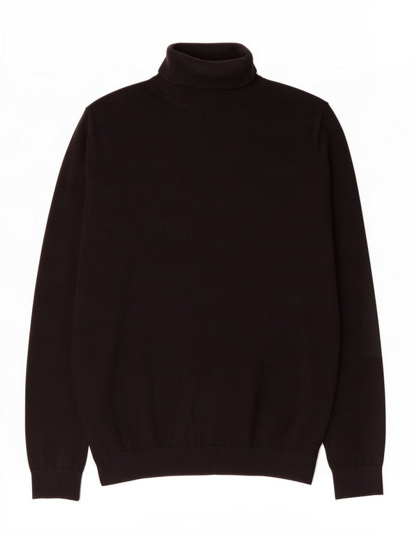 Marks & Spencer Mens Roll Neck Jumper Sweater Medium Black Cotton