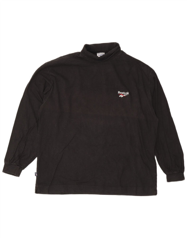 Reebok Mens Roll Neck Top Long Sleeve 2XL Black Cotton