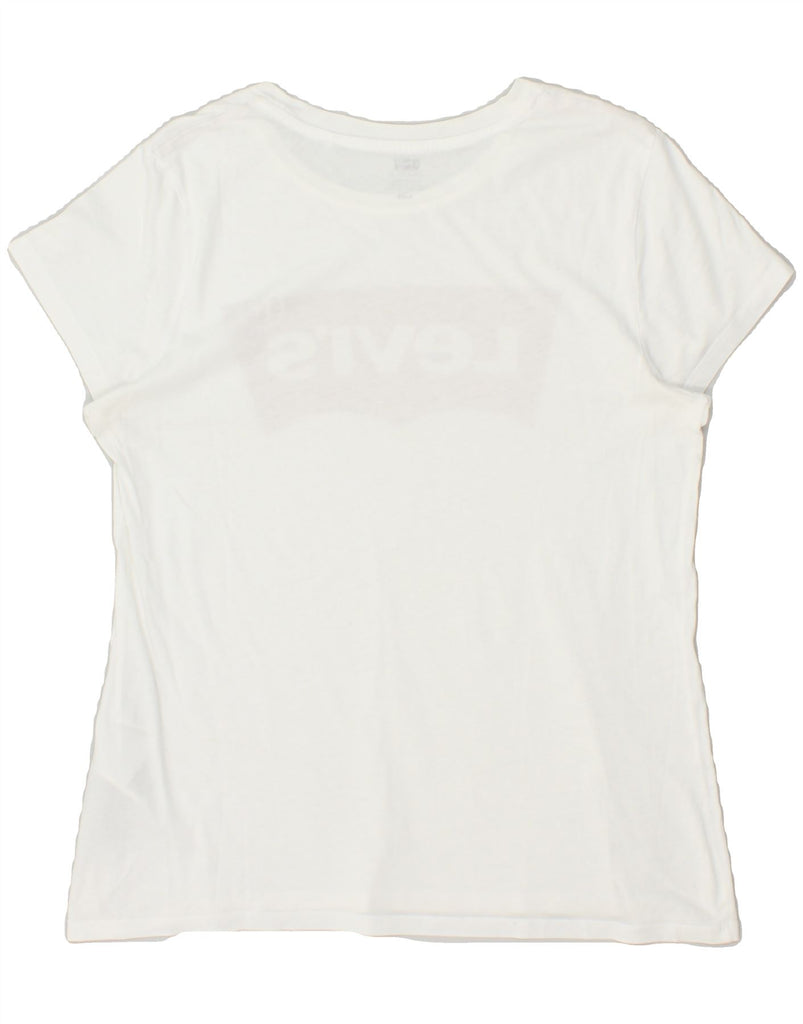 LEVI'S Womens Graphic T-Shirt Top UK 14 Medium White Cotton | Vintage Levi's | Thrift | Second-Hand Levi's | Used Clothing | Messina Hembry 