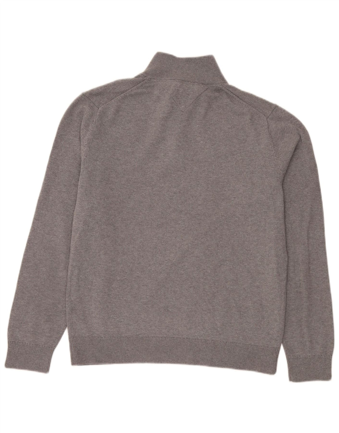 Tommy Hilfiger Mens Zip Neck Jumper Sweater Large Grey Cotton