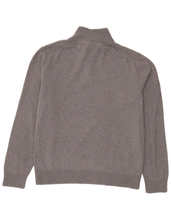 Tommy Hilfiger Mens Zip Neck Jumper Sweater Large Grey Cotton