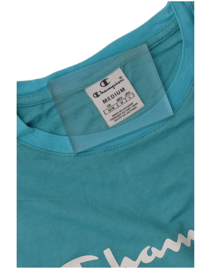 Champion Mens Graphic T-Shirt Top Medium Blue