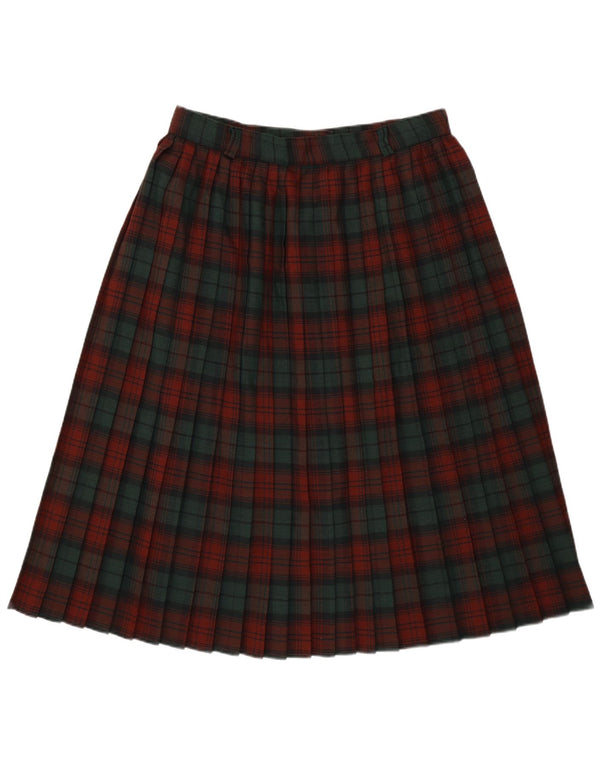 Vintage Womens Knife Pleated Skirt W30 Medium Green Plaid