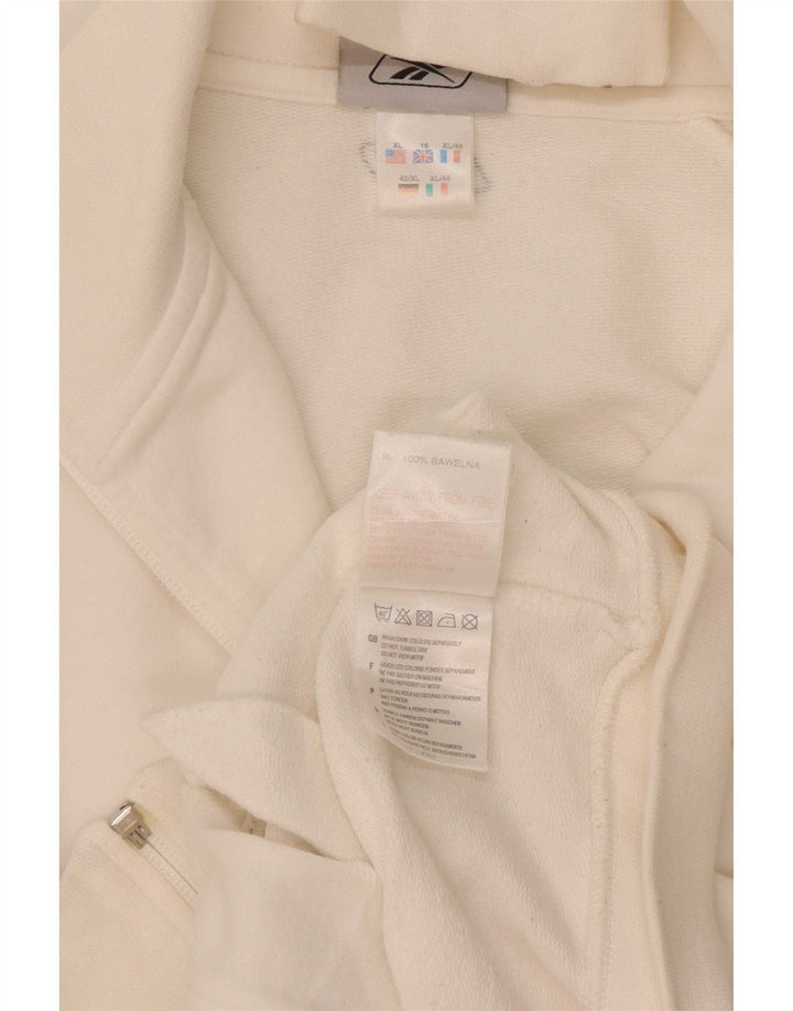 Reebok Womens Tracksuit Top Jacket UK 16 Large White Cotton