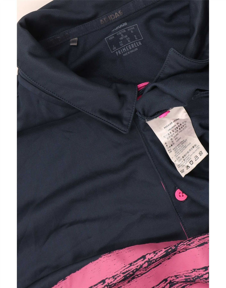 Adidas Mens Polo Shirt XL Navy Blue Colourblock Polyester