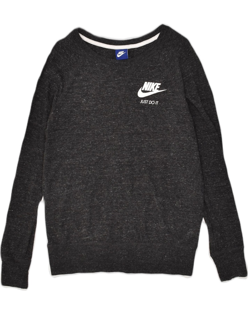 NIKE Womens Sweatshirt Jumper UK 14 Medium Black Flecked Cotton | Vintage Nike | Thrift | Second-Hand Nike | Used Clothing | Messina Hembry 