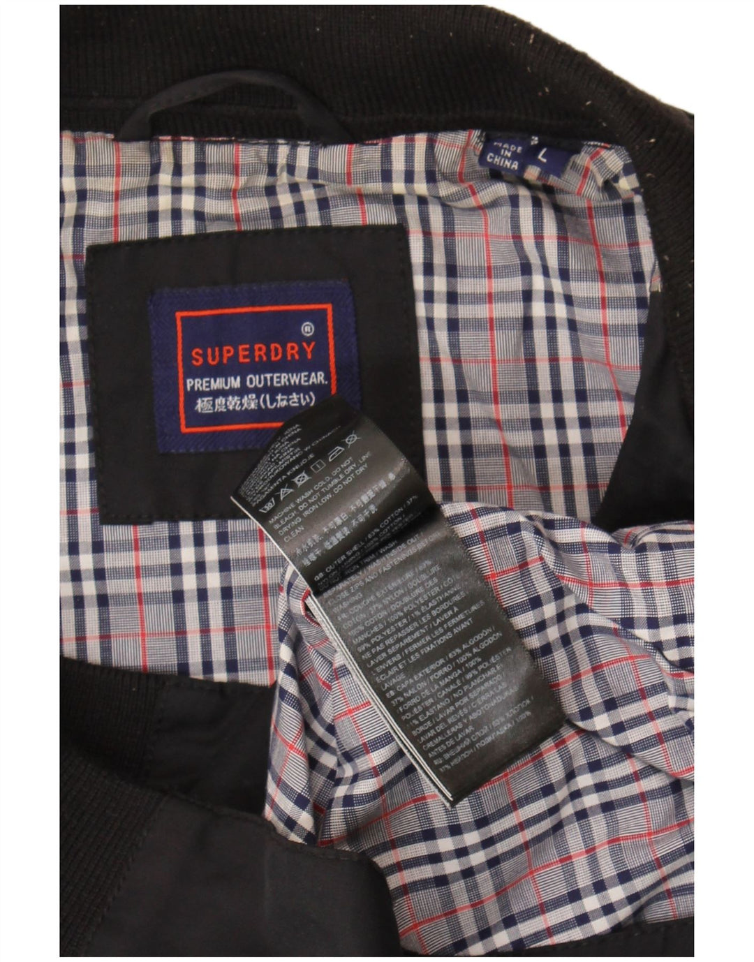 Superdry Mens Bomber Jacket UK 40 Large Black Cotton