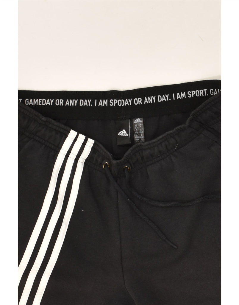 ADIDAS Womens Tracksuit Trousers Joggers UK 12/14 Medium Black Cotton | Vintage Adidas | Thrift | Second-Hand Adidas | Used Clothing | Messina Hembry 