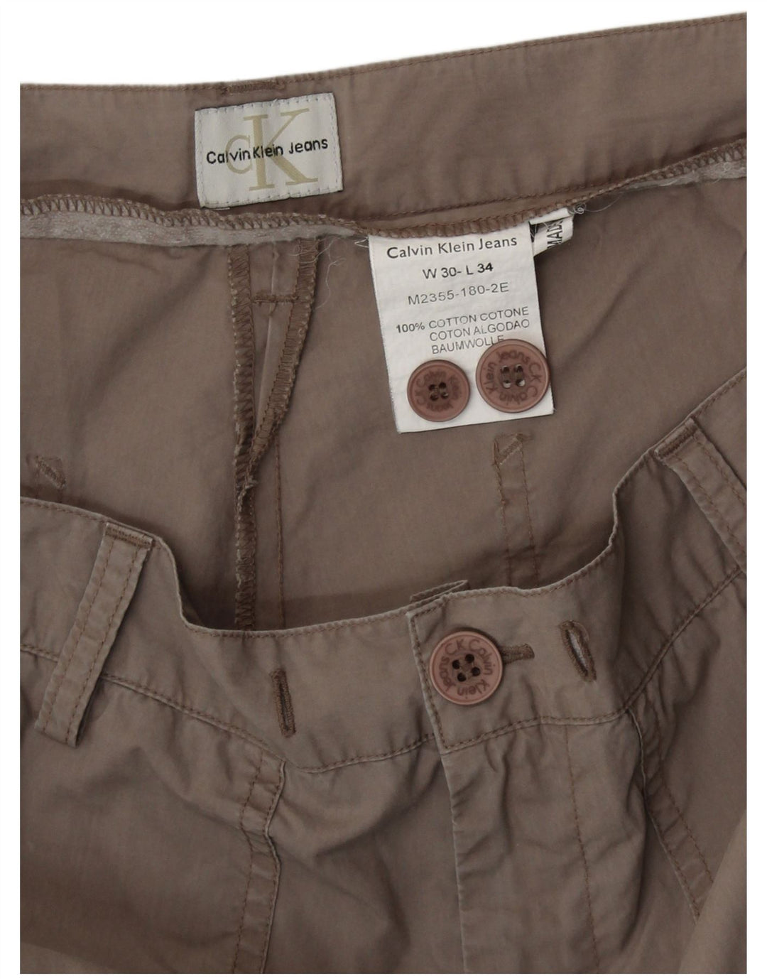 CALVIN KLEIN Womens Straight Chino Trousers W30 L31  Grey Cotton