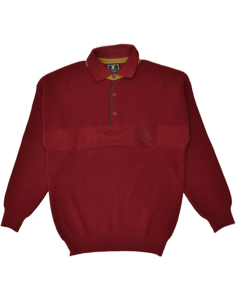 NORTH POLE Mens Polo Neck Jumper Sweater Large Red Virgin Wool | Vintage North Pole | Thrift | Second-Hand North Pole | Used Clothing | Messina Hembry 