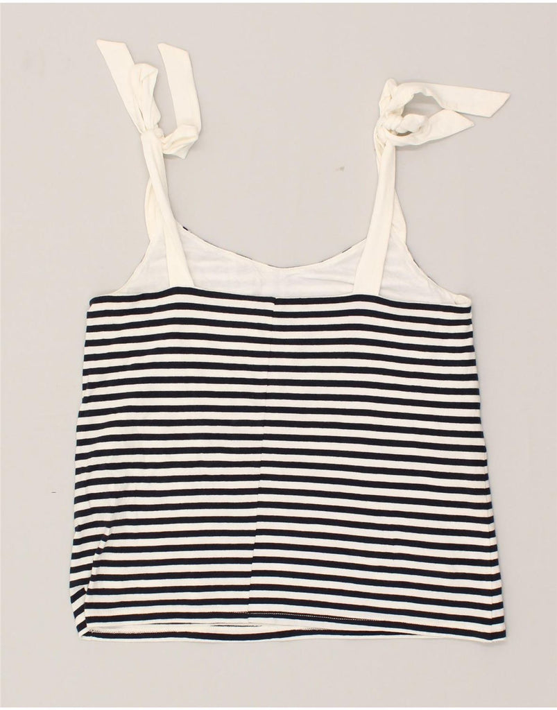 J. CREW Womens Cami Top UK 10 Small Navy Blue Striped Cotton | Vintage J. Crew | Thrift | Second-Hand J. Crew | Used Clothing | Messina Hembry 