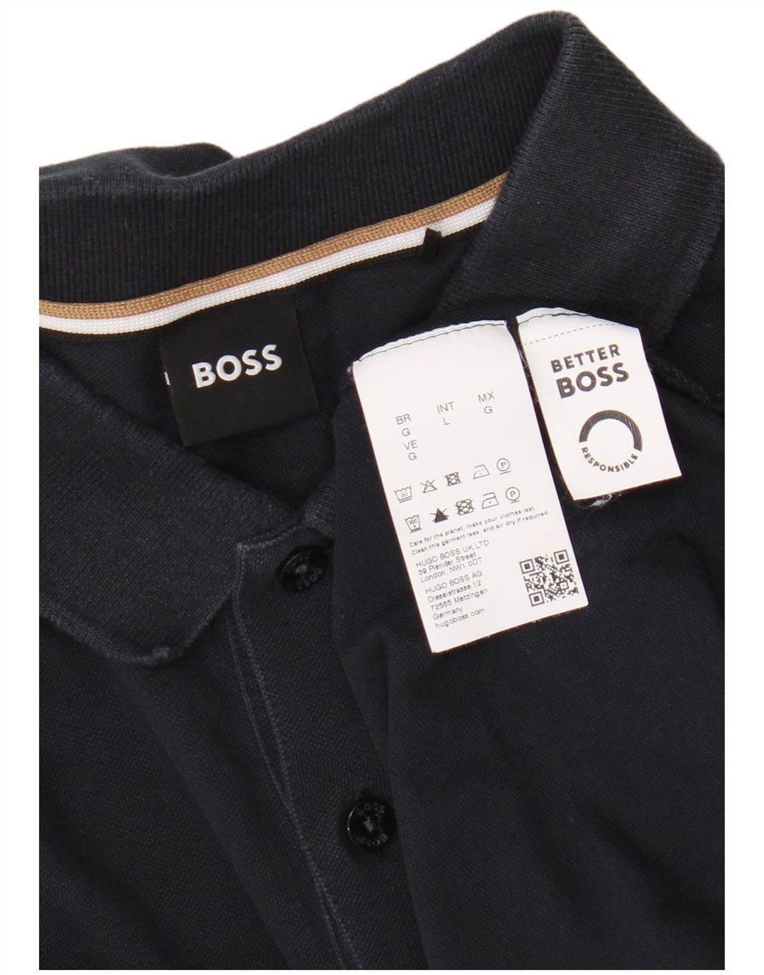 Hugo Boss Mens Polo Shirt Medium Navy Blue Cotton