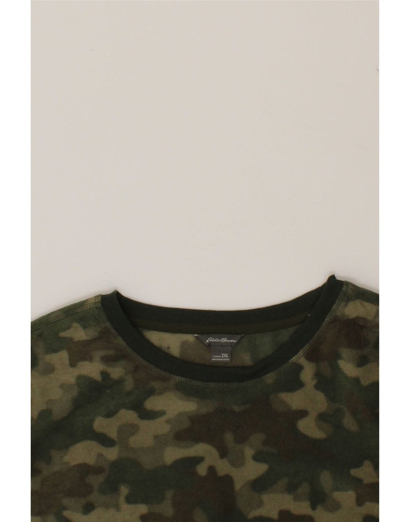 EDDIE BAUER Womens Fleece Jumper UK 20 2XL Khaki Camouflage Polyester Vintage Eddie Bauer and Second-Hand Eddie Bauer from Messina Hembry 