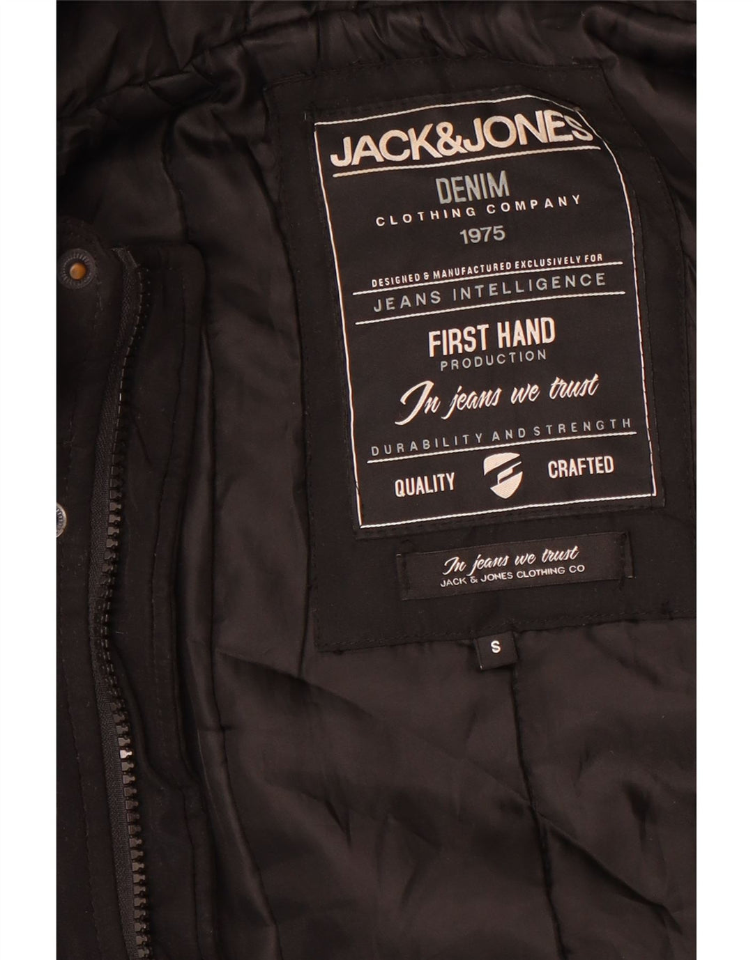 Jack & Jones Mens Hooded Bomber Jacket UK 36 Small Black