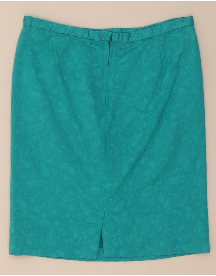 Vintage Womens Abstract 4 Button 2 Piece Skirt Set UK 14 Medium  Turquoise