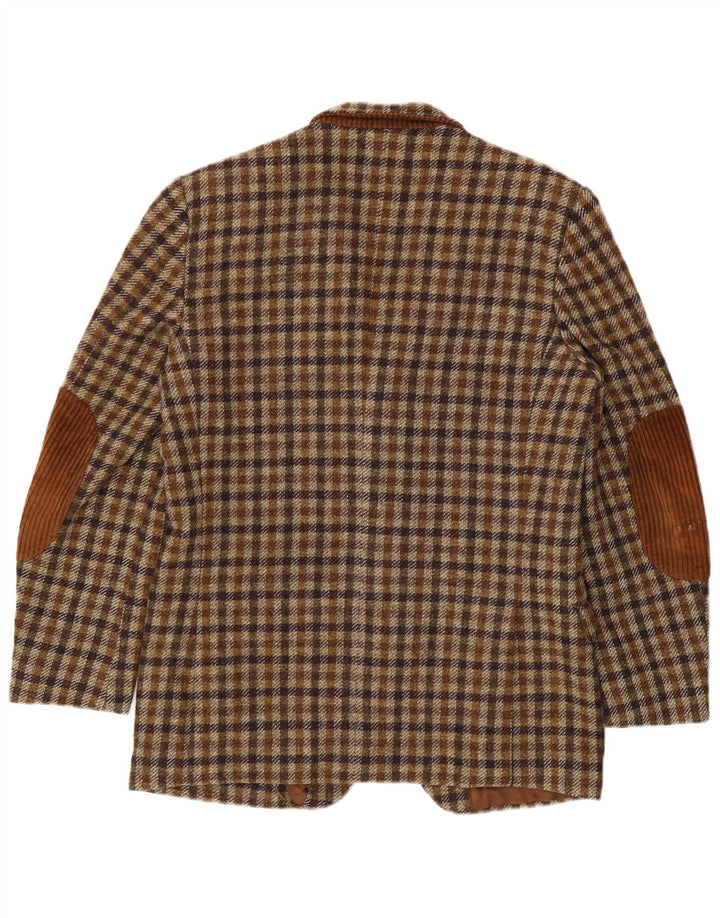 Egon Von Furstenberg Mens 3 Button Blazer Jacket EU 50 Large Brown Gingham