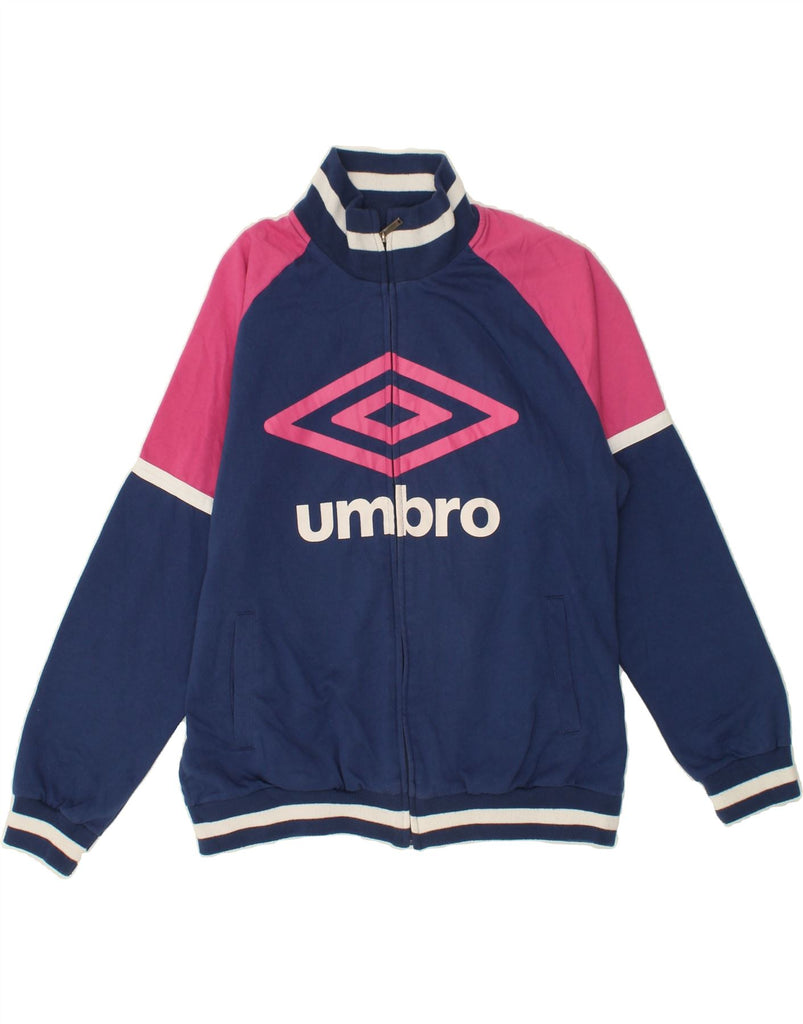 UMBRO Womens Graphic Tracksuit Top Jacket UK 18 XL Navy Blue Colourblock Vintage Umbro and Second-Hand Umbro from Messina Hembry 