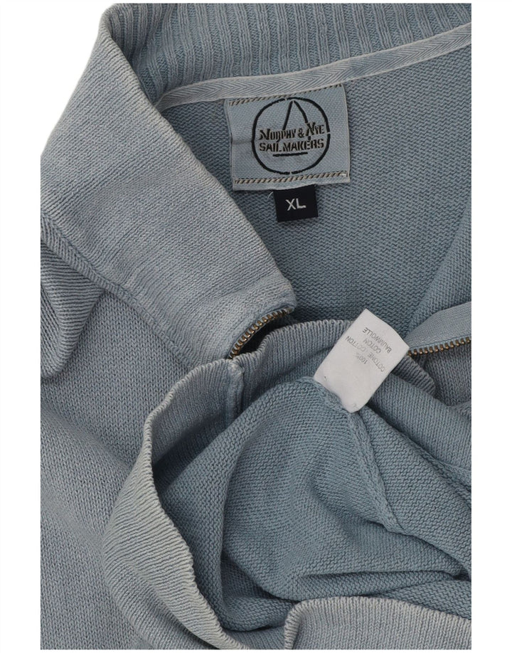 Murphy & Nye Mens Zip Neck Jumper Sweater XL Blue Cotton