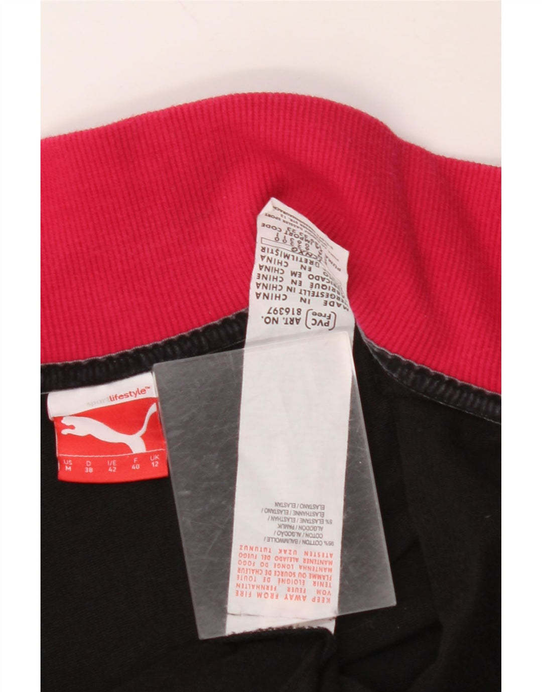 PUMA Womens Tracksuit Top Jacket UK 12 Medium Black Colourblock Cotton