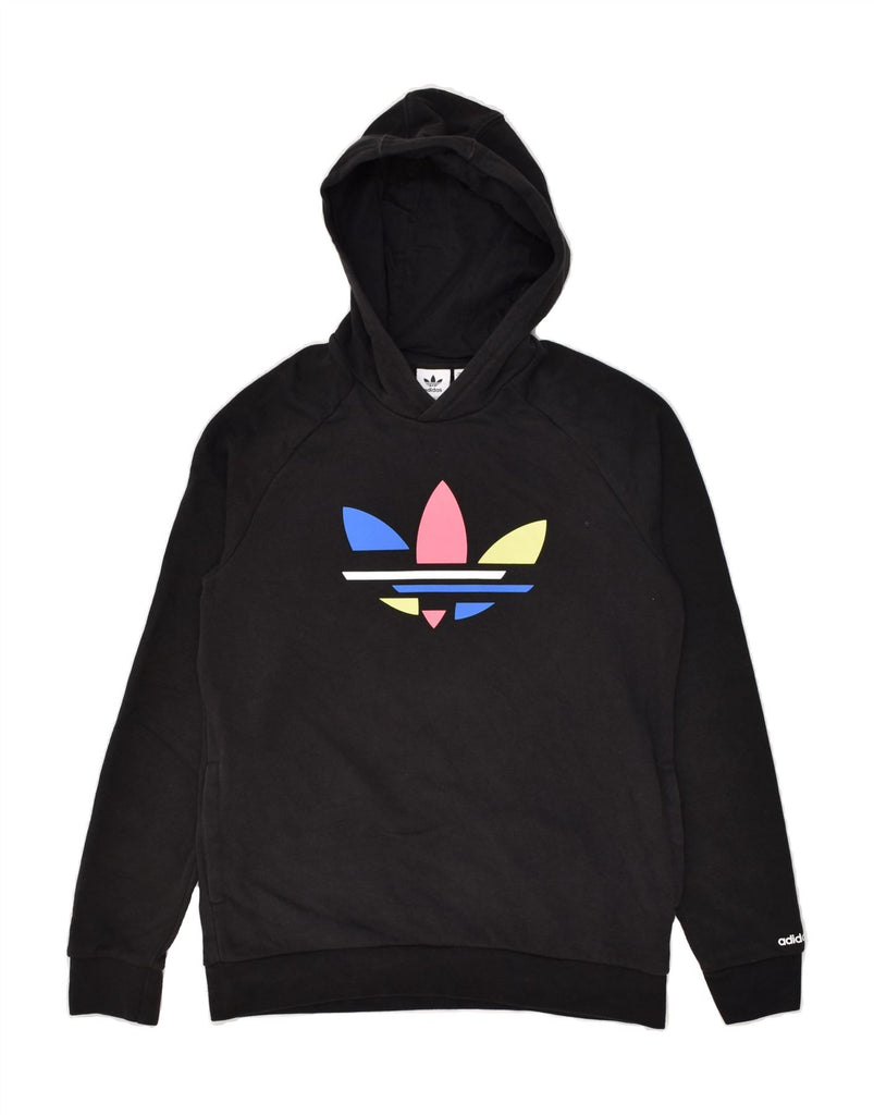 ADIDAS Girls Graphic Hoodie Jumper 14-15 Years Black Cotton | Vintage Adidas | Thrift | Second-Hand Adidas | Used Clothing | Messina Hembry 