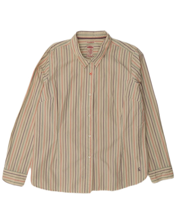 Joules Womens Shirt UK 18 XL Beige Striped Cotton