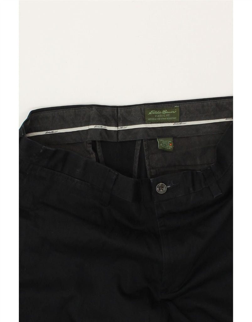 EDDIE BAUER Mens Classic Fit Straight Chino Trousers W35 L34 Black Cotton Vintage Eddie Bauer and Second-Hand Eddie Bauer from Messina Hembry 