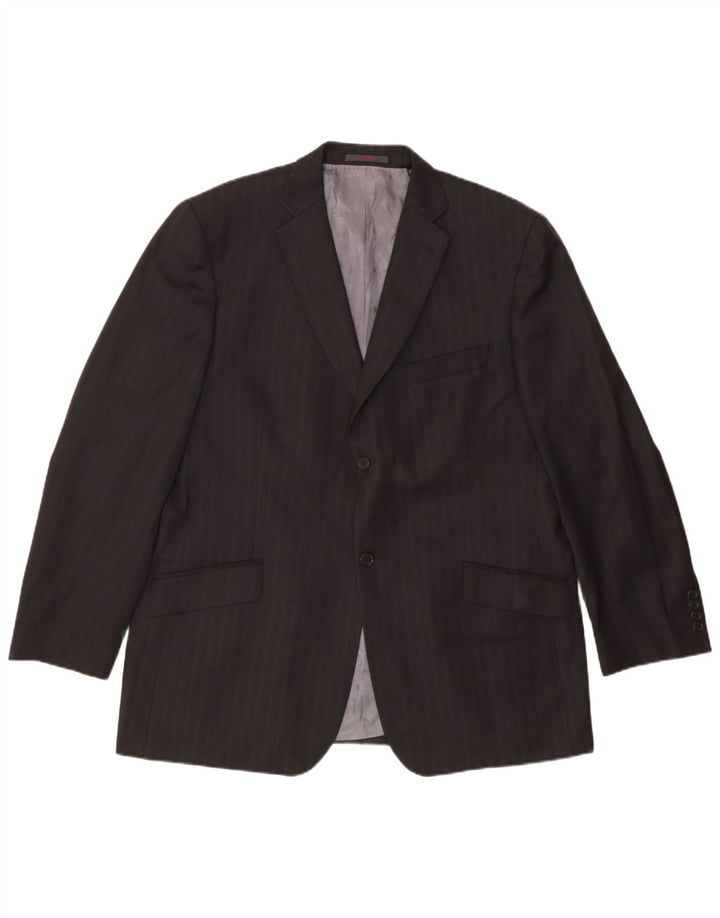 Ted Baker Mens 2 Button Blazer Jacket UK 46 3XL Black Pinstripe Wool