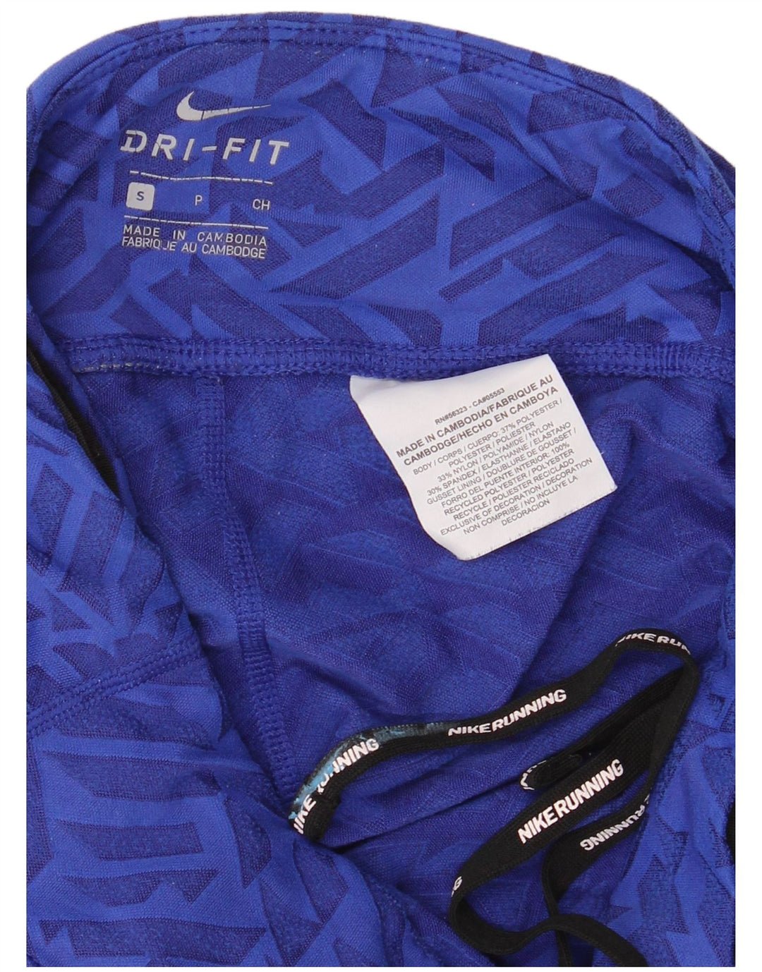 NIKE Womens Dri Fit Leggings UK 10 Small  Blue Geometric Nylon