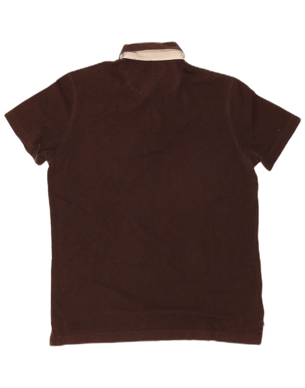 MASSIMO DUTTI Mens Polo Shirt Medium Brown Cotton