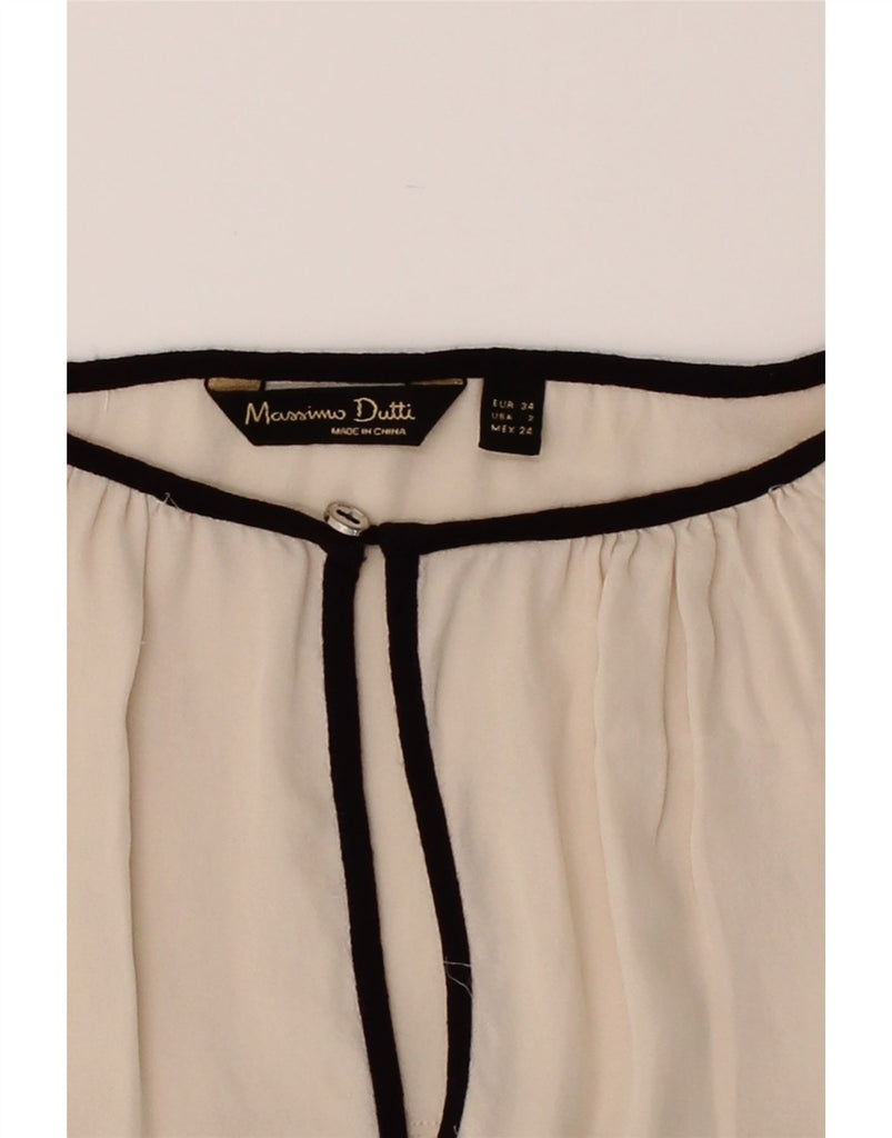 MASSIMO DUTTI Womens Long Sleeve Blouse Top EU 34 2XS Off White Viscose Vintage Massimo Dutti and Second-Hand Massimo Dutti from Messina Hembry 