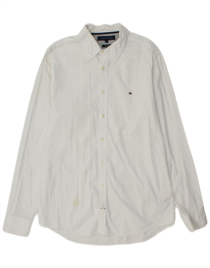 Tommy Hilfiger Mens Slim Fit Shirt Large White Cotton
