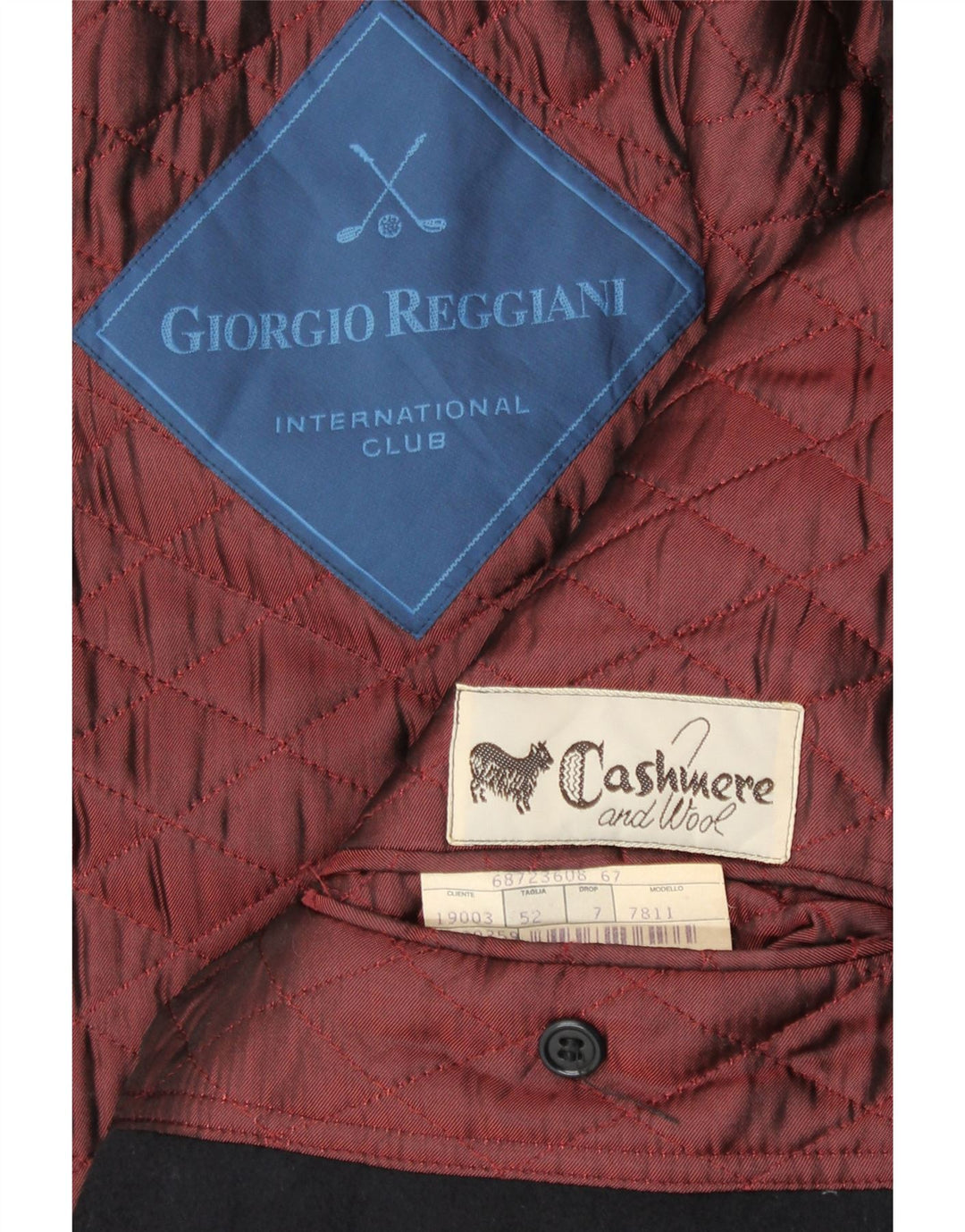 VINTAGE Mens Overcoat IT 52 XL Navy Blue Cashmere