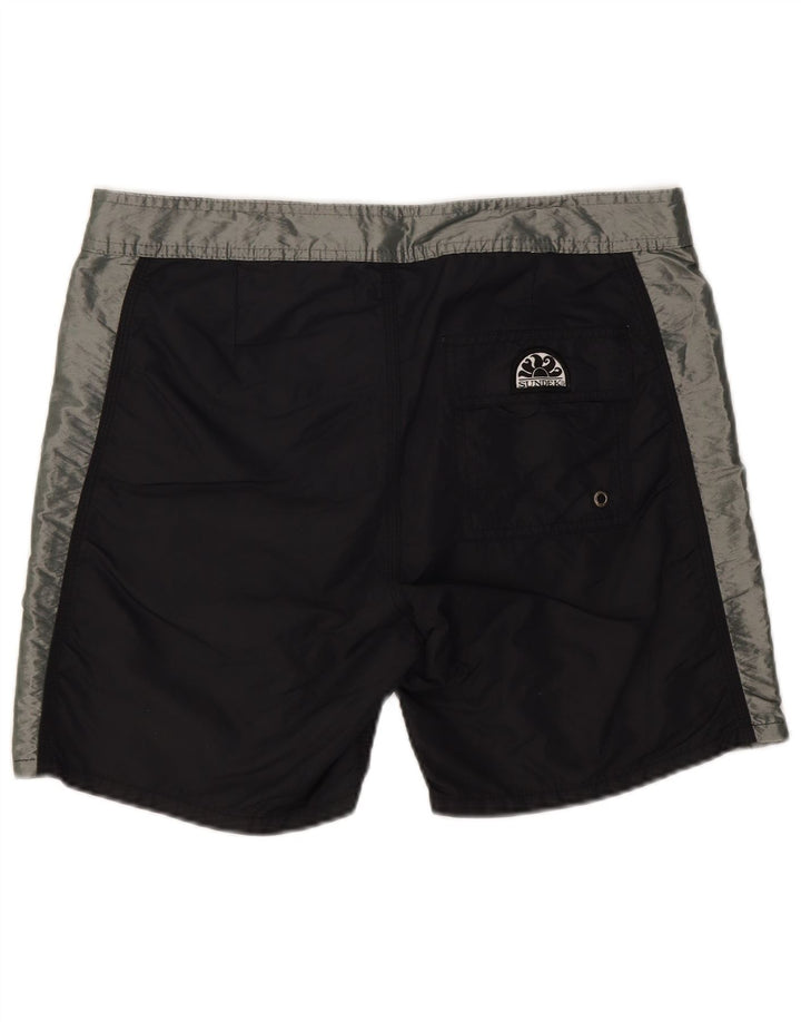SUNDEK Mens Graphic Swimming Shorts Medium  Black Colourblock Nylon