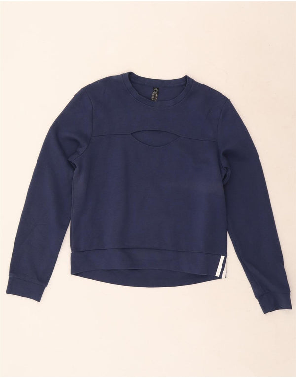 Adidas Womens Sweatshirt Jumper UK 12/14 Medium Navy Blue Cotton