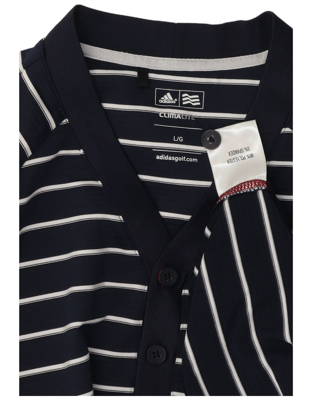 Adidas Mens Climalite Sweatshirt Jumper Large Navy Blue Striped Polyester