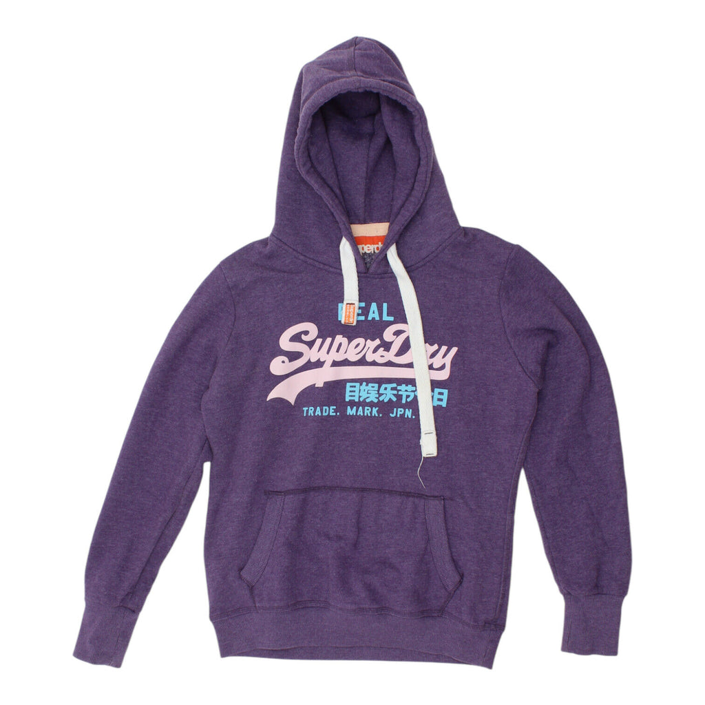 Superdry Mens Purple Pullover Spell Out Logo Hoodie | Vintage Designer Hoody VTG | Vintage Messina Hembry | Thrift | Second-Hand Messina Hembry | Used Clothing | Messina Hembry 
