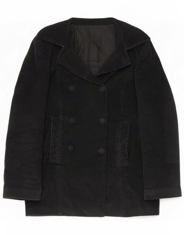 Vintage Womens Double Breasted Corduroy Blazer Jacket UK 14 Medium Black