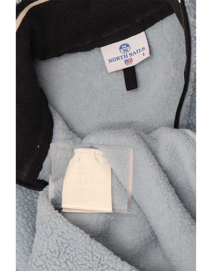 North Sails Mens Zip Neck Fleece Jumper Large Blue Polyester