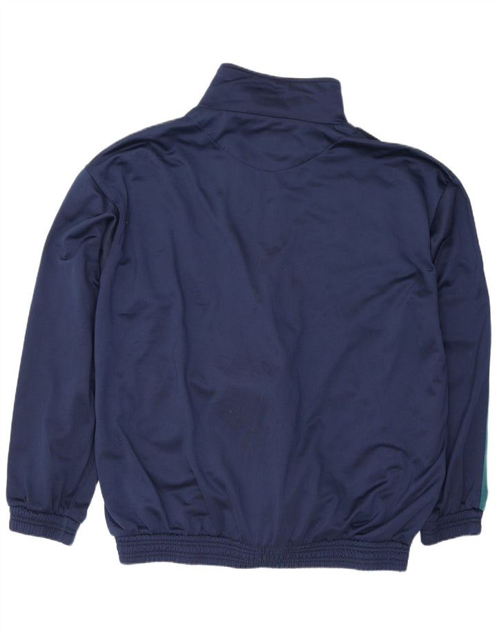 Vintage Mens Tracksuit Top Jacket 2XL Navy Blue Colourblock Polyester