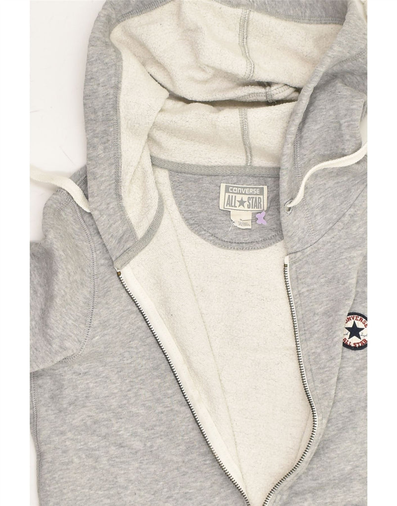 CONVERSE Womens Zip Hoodie Sweater UK 12 Medium Grey Cotton | Vintage Converse | Thrift | Second-Hand Converse | Used Clothing | Messina Hembry 