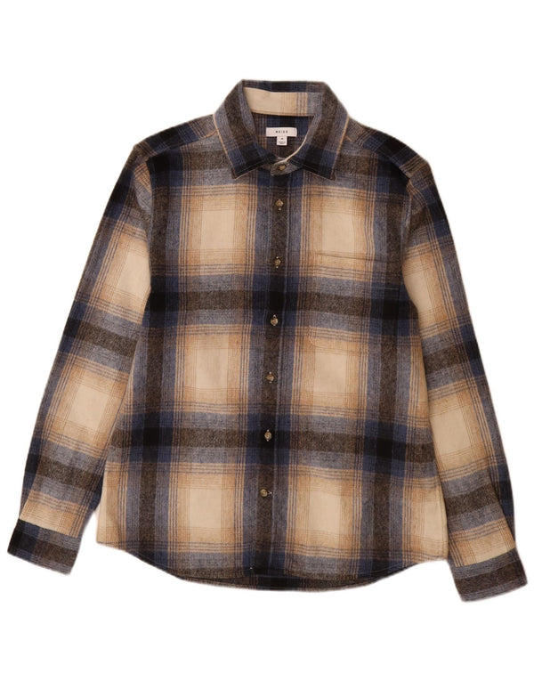 Reiss Mens Flannel Shirt Medium Multicoloured Plaid Wool